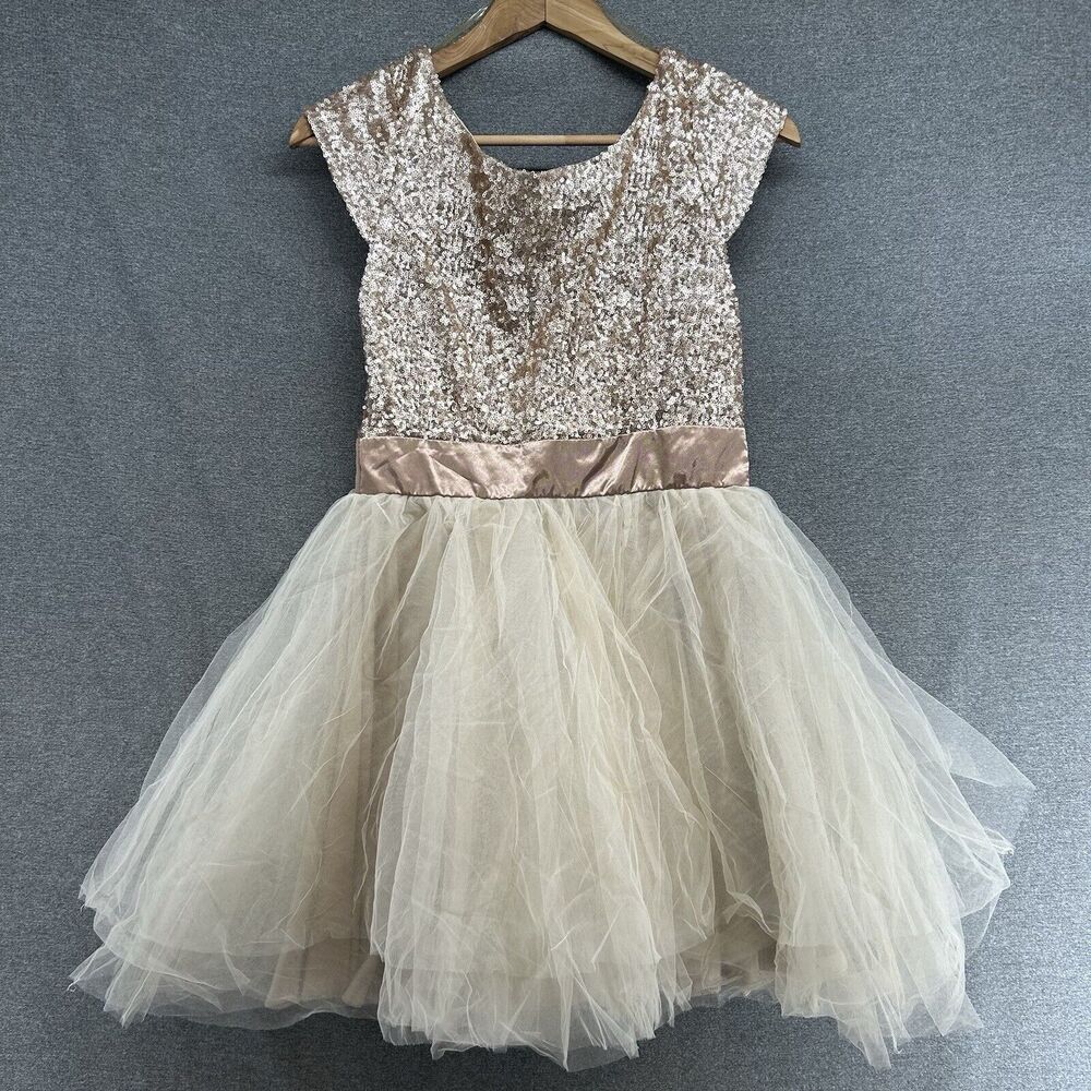 Peace Love Royal Homecoming Dress Junior 5 Blush Pink Sequin Tulle V Back Party